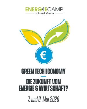 Logo für 'Green Tech Economy': grüne Blätter umschließen ein Euro-Zeichen. Veranstaltung am 7./8. Mai 2026.