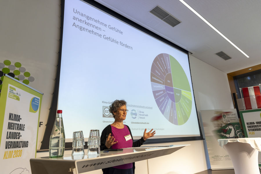 Lisa Bohunovsky trug zum Thema emotionale Arbeit  mit Bezug zum Klimawandel vor