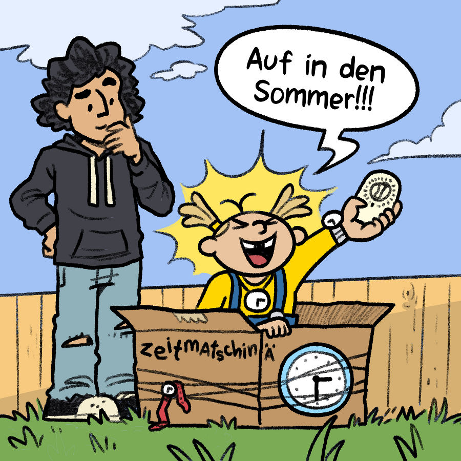 Mona und Mikhail bauen eine Zeitmaschine.